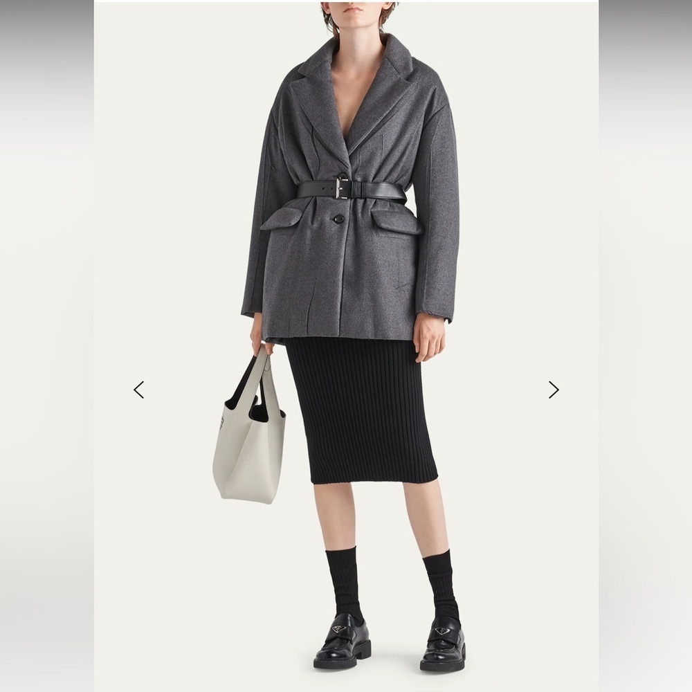 PRADA**Women's Cashmere Oversized Gray Belted Coat***US 0, 4 $4400 NWT - Picture 2 of 16
